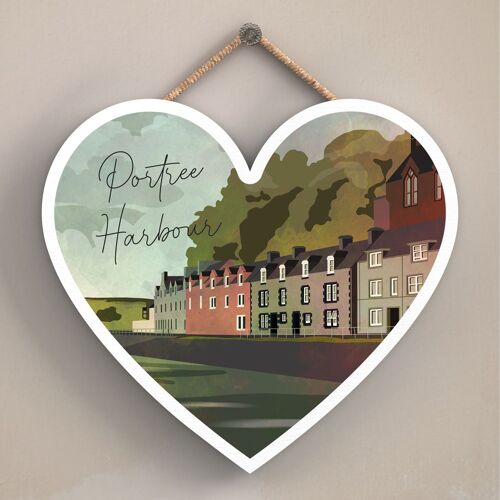 P5035 - Portree Harbour Night Scotlands Landscape Illustration Wooden Plaque