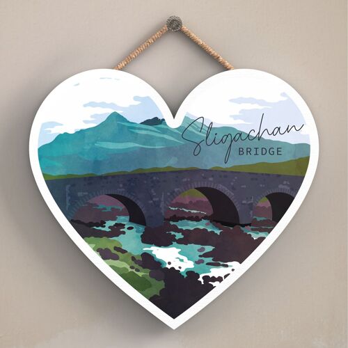 P5036 - Sligachan Bridge Day Scotlands Landscape Illustration Wooden Plaque