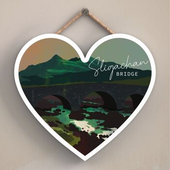 P5037 - Sligachan Bridge Night Scotlands Landscape Illustration Plaque en bois