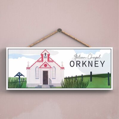 P5042 - Italian Chapel Orkney Day Scotlands Landscape Illustration Wooden Plaque