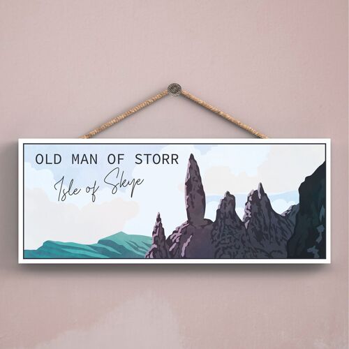 P5044 - Old Man Or Storr Day Scotlands Landscape Illustration Wooden Plaque