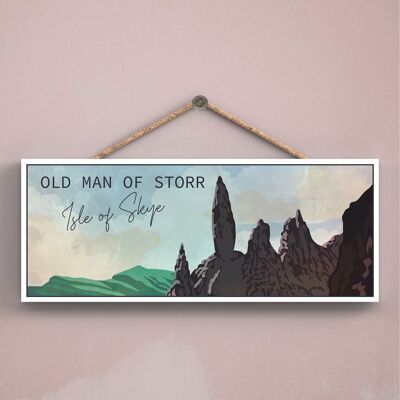 P5045 - Old Man Or Storr Night Scotlands Landscape Illustration Wooden Plaque