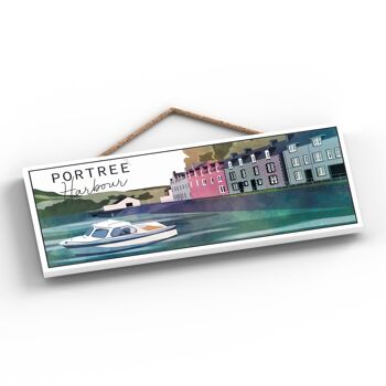 P5046 - Portree Harbour Day Scotlands Landscape Illustration Plaque en bois 2