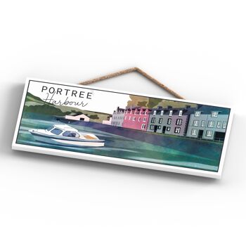 P5046 - Portree Harbour Day Scotlands Landscape Illustration Plaque en bois 4