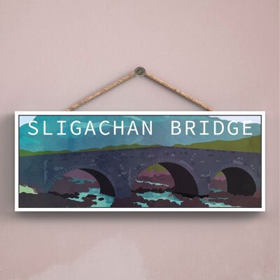 P5048 - Sligachan Bridge Day Scotlands Paesaggio Illustrazione Targa in legno