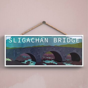 P5048 - Sligachan Bridge Day Scotlands Paysage Illustration Plaque en bois 1