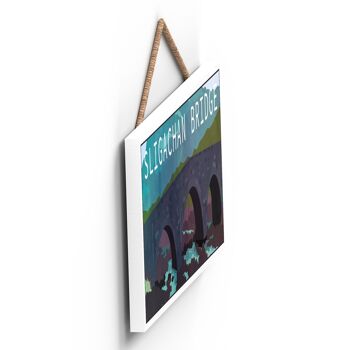 P5048 - Sligachan Bridge Day Scotlands Paysage Illustration Plaque en bois 3