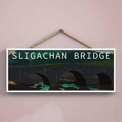 P5049 - Sligachan Bridge Night Scotlands Landscape Illustration Wooden Plaque