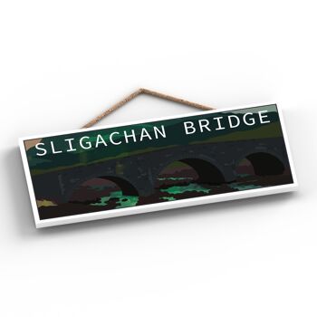 P5049 - Sligachan Bridge Night Scotlands Landscape Illustration Plaque en bois 2