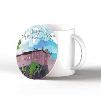 P5050 - Plaque en bois d'illustration de paysage d'Ecosse de jour de château d'Edimbourg 1