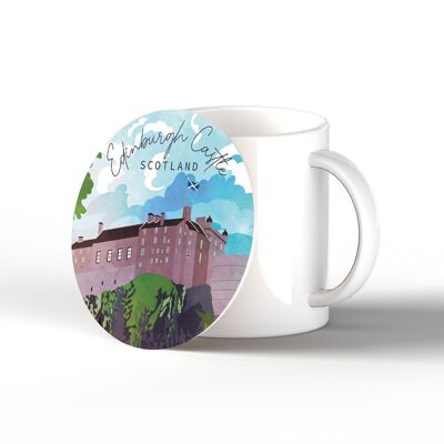 P5050 - Edinburgh Castle Day Scotlands Landscape Illustration Wooden Plaque