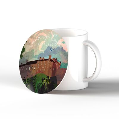 P5051 - Edinburgh Castle Night Scotlands Landscape Illustration Wooden Magnet