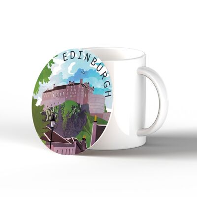 P5052 - Edinburgh Castle Day Scotlands Landschaft Illustration Holztafel