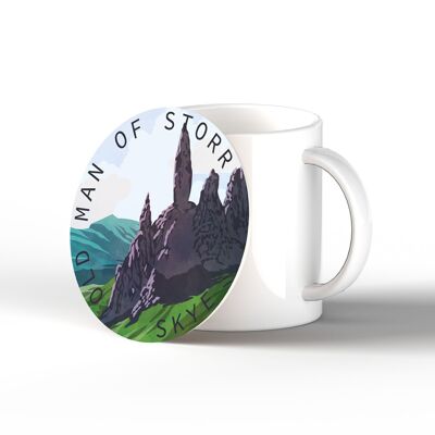 P5060 - Old Man or Storr Day Scotlands Landscape Illustration Targa in legno