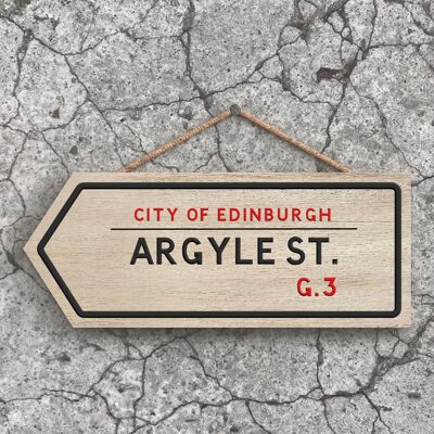 P5071 - City Of Edniburgh Argyle St Road Sign Effect Hanging Novelty Wooden Plaque
