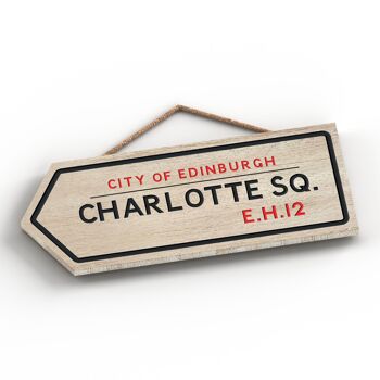 P5074 - Ville d'Edniburgh Charlotte Sq Road Sign Effect Hanging Nouveauté Plaque en bois 2