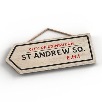 P5078 - Ville d'Edniburgh St Andrew Sq Road Sign Effect Hanging Nouveauté Plaque en bois 2