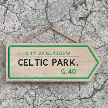 P5079 - City Of Glasgow Celtic Park Road Sign Effect Hanging Nouveauté Plaque en bois 1