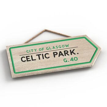 P5079 - City Of Glasgow Celtic Park Road Sign Effect Hanging Nouveauté Plaque en bois 2