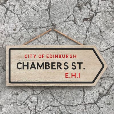 P5080 - City Of Edniburgh Chamber'S St Road Sign Effect Hanging Novelty Wooden Plaque