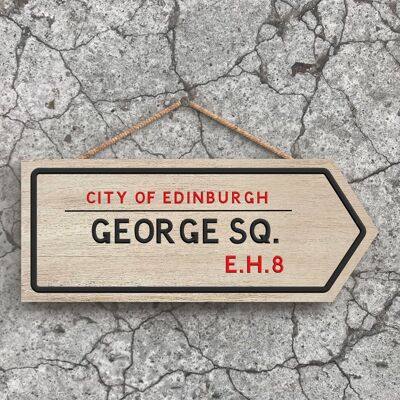 P5083 - City Of Edniburgh George Sq Road Sign Efecto Colgante Novedad Placa de madera