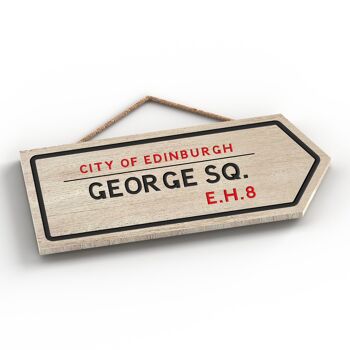 P5083 - Ville d'Edniburgh George Sq Road Sign Effect Hanging Nouveauté Plaque en bois 2