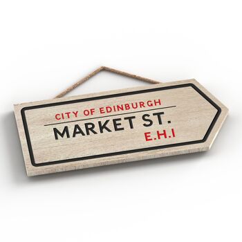 P5085 - City Of Edniburgh Market St Road Sign Effect Hanging Nouveauté Plaque en bois 2