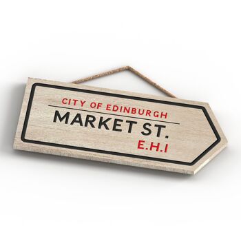 P5085 - City Of Edniburgh Market St Road Sign Effect Hanging Nouveauté Plaque en bois 4