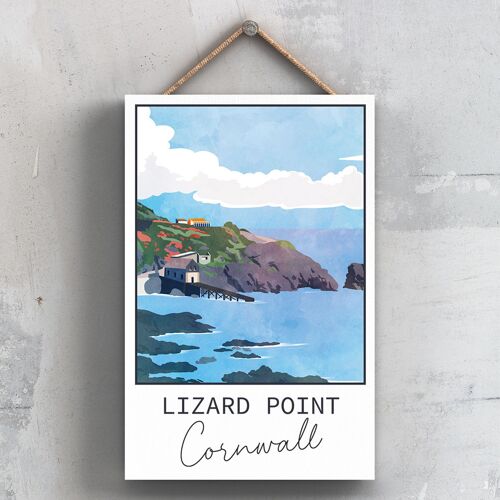 P5088 - Lizard Point Illustration Print Cornwall Wooden Hanging Plaque