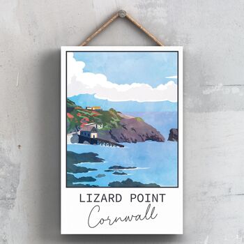 P5088 - Lizard Point Illustration Print Cornwall Plaque à suspendre en bois 1