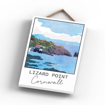 P5088 - Lizard Point Illustration Print Cornwall Plaque à suspendre en bois 3