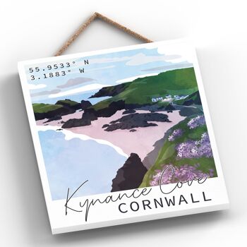 P5089 - Kynance Cove Illustration Print Cornwall Plaque à suspendre en bois 2