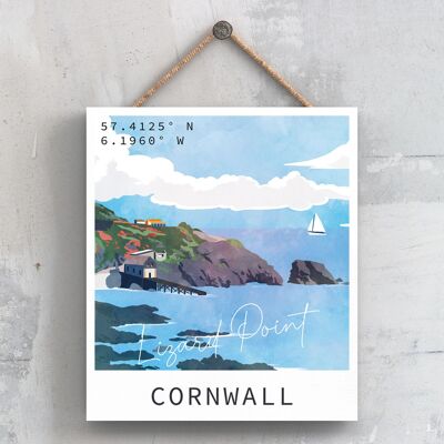 P5090 – Lizard Point Illustration Print Cornwall Holzschild zum Aufhängen