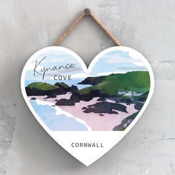 P5091 - Kynance Cove Illustration Print Cornwall Plaque à suspendre en bois 1