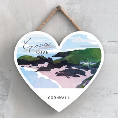 P5091 - Kynance Cove Illustration Print Cornwall Wooden Hanging Plaque