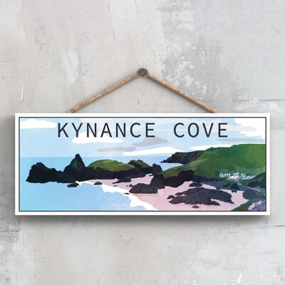 P5093 - Kynance Cove Illustration Print Targa da appendere in legno della Cornovaglia