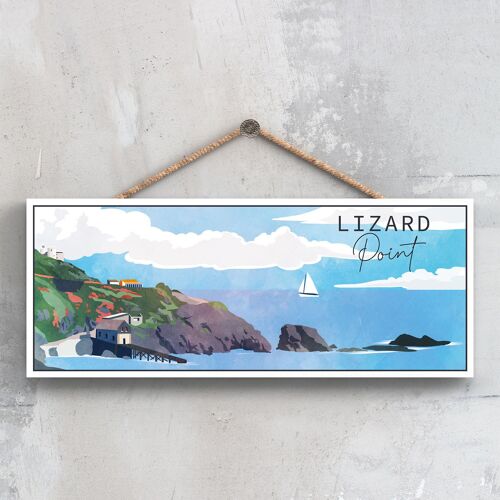 P5094 - Lizard Point Illustration Print Cornwall Wooden Hanging Plaque
