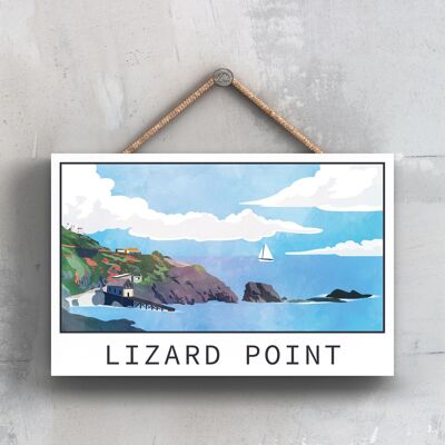 P5096 – Lizard Point Illustration Print Cornwall Holzschild zum Aufhängen