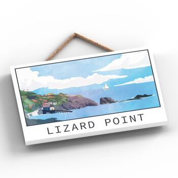 P5096 - Lizard Point Illustration Print Cornwall Plaque à suspendre en bois 2