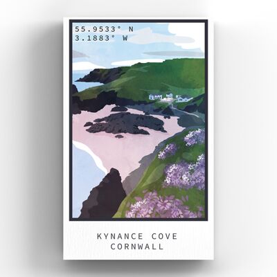 P5097 - Imán de madera de Cornualles con ilustración de Kynance Cove