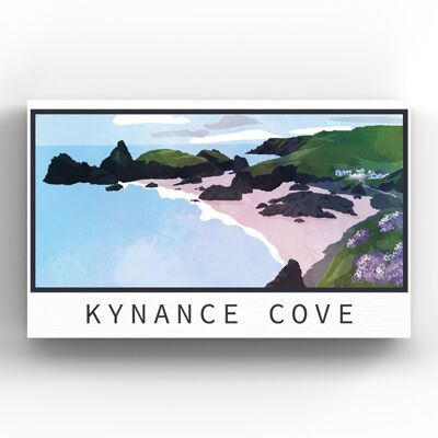 P5098 - Kynance Cove Illustration Print Cornwall Wooden Magnet