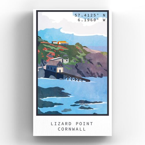 P5099 - Lizard Point Illustration Print Cornwall Wooden Magnet