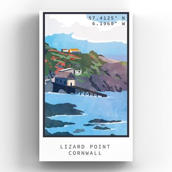 P5099 - Lizard Point Illustration Print Aimant en bois de Cornwall