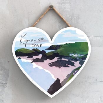 P5101 - Kynance Cove Illustration Print Cornwall Plaque à suspendre en bois 1