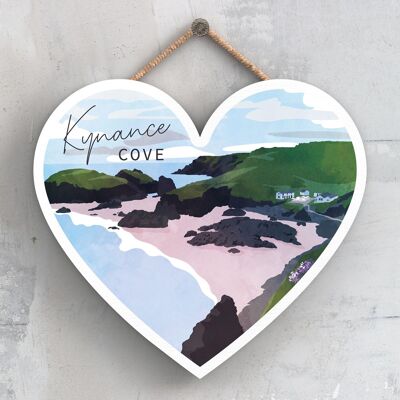 P5103 - Kynance Cove Illustration Print Cornwall Wooden Hanging Plaque