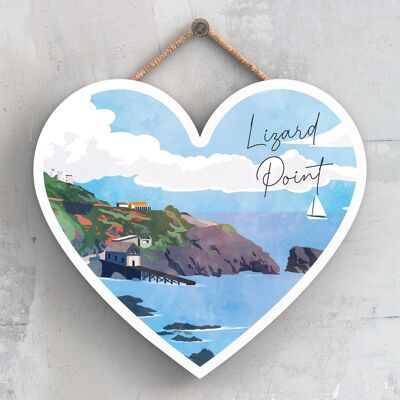 P5105 – Lizard Point Illustration Print Cornwall Holzschild zum Aufhängen