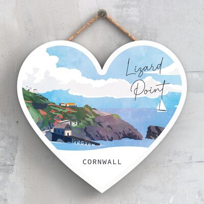 P5106 – Lizard Point Illustration Print Cornwall Holzschild zum Aufhängen