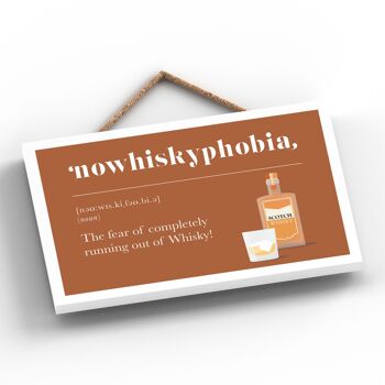 P5107 - Phobia Of Running Out Of Whiskey Plaque à thème alcool à suspendre en bois comique écossais 2
