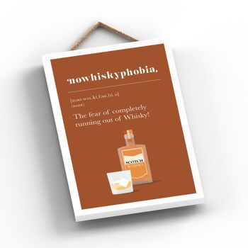 P5109 - Phobia Of Running Out Of Whiskey Plaque à thème alcool à suspendre en bois comique écossais 2