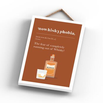 P5109 - Phobia Of Running Out Of Whiskey Plaque à thème alcool à suspendre en bois comique écossais 3